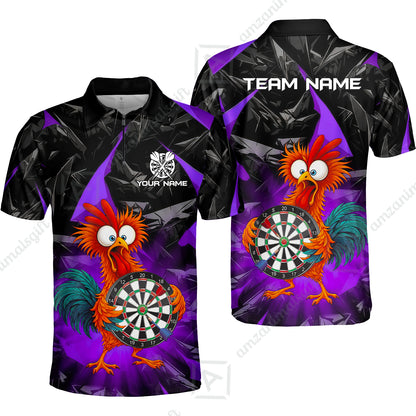 Custom Darts Team Jersey, Personalized Funky Rooster Dart Shirt For Players With Name & Team Name