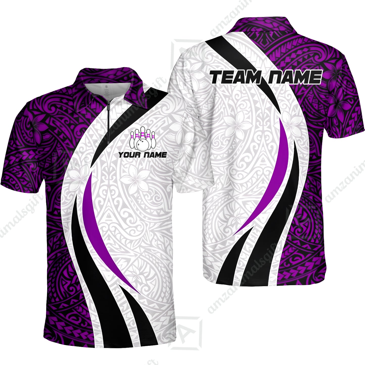 Quarter-Zip Polo||Purple