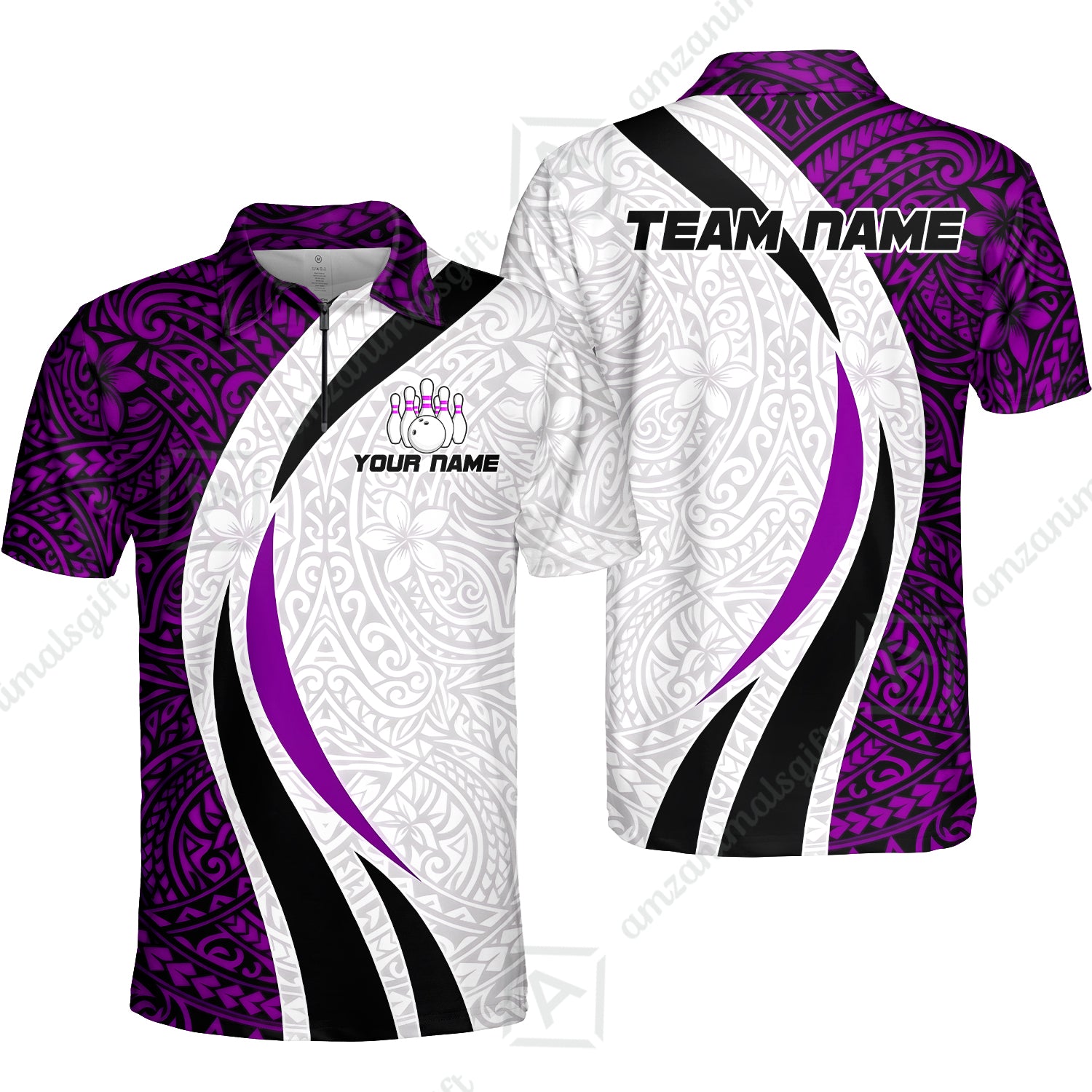 Quarter-Zip Polo||Purple