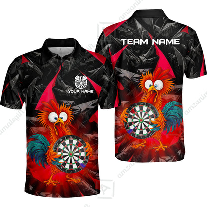 Custom Darts Team Jersey, Personalized Funky Rooster Dart Shirt For Players With Name & Team Name