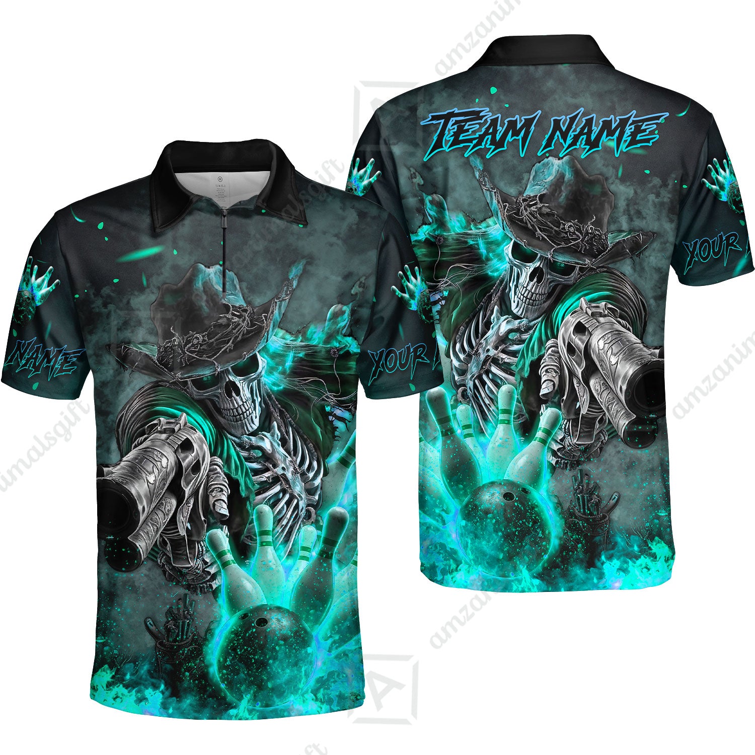 Quarter-Zip Polo||Turquoise