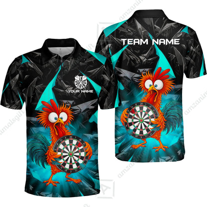 Custom Darts Team Jersey, Personalized Funky Rooster Dart Shirt For Players With Name & Team Name