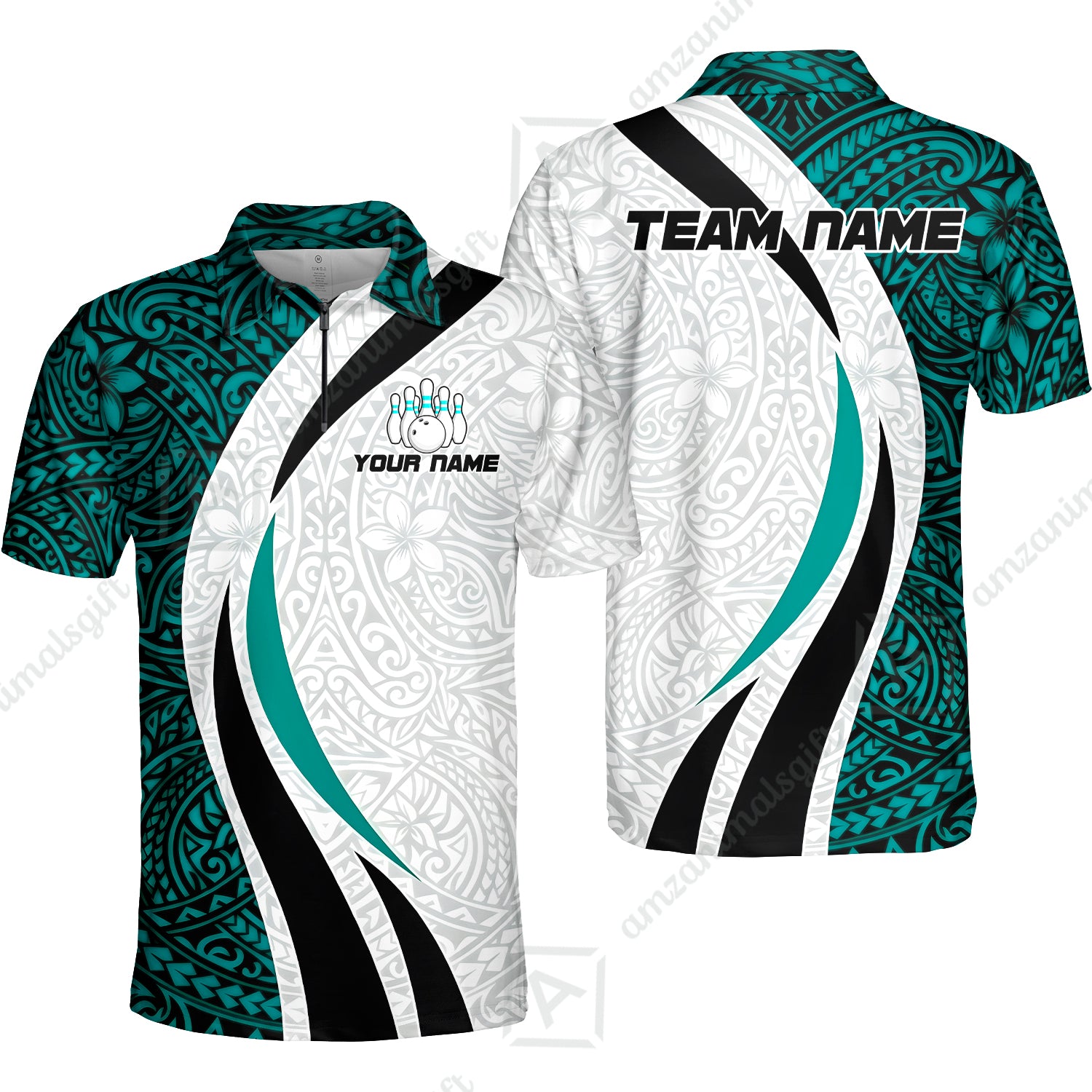 Quarter-Zip Polo||Turquoise
