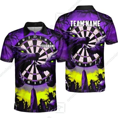 Custom Darts Team Jersey, Personalized Black Forest Wolves Dart Polo Shirt For Players With Name & Team Name