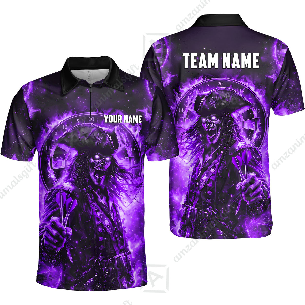 Custom Darts Jersey Polo Shirt, Ghost Pirate, Custom Dart Jersey Team Shirt For Players With Name & Team Name