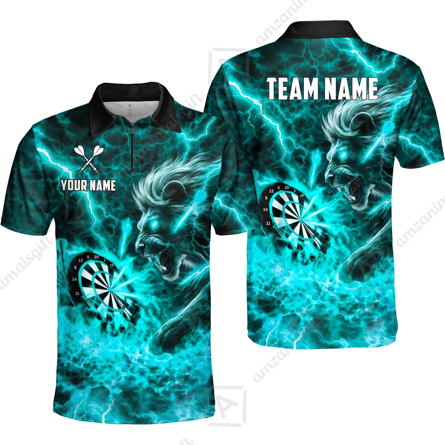 Custom Darts Team Jersey, Personalized Lightning Lion Jersey Shirt For Players With Name & Team Name