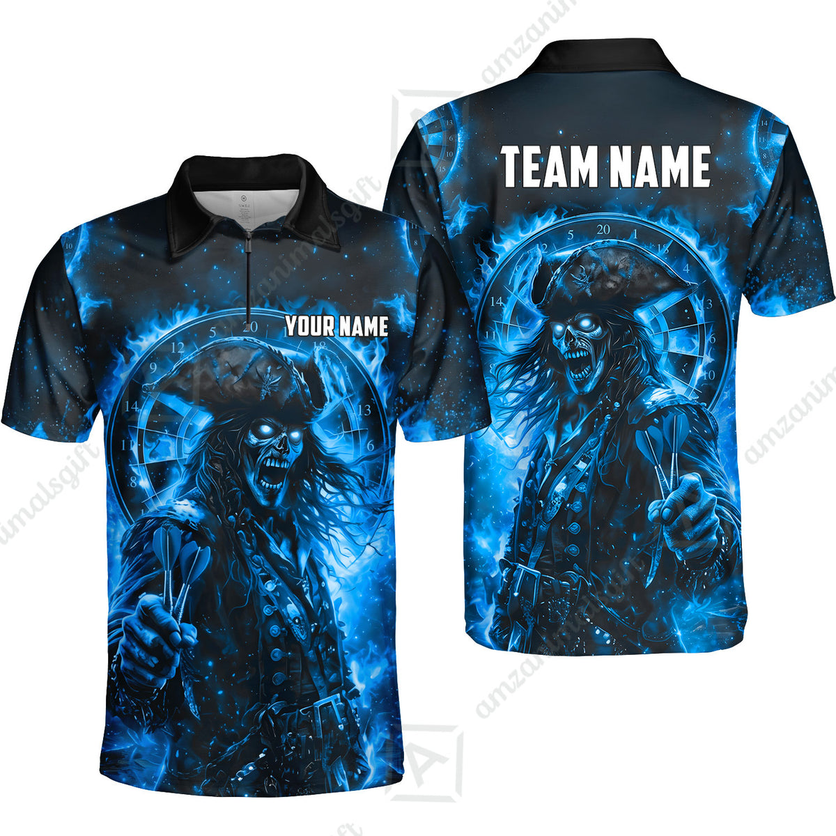 Custom Darts Jersey Polo Shirt, Ghost Pirate, Custom Dart Jersey Team Shirt For Players With Name & Team Name