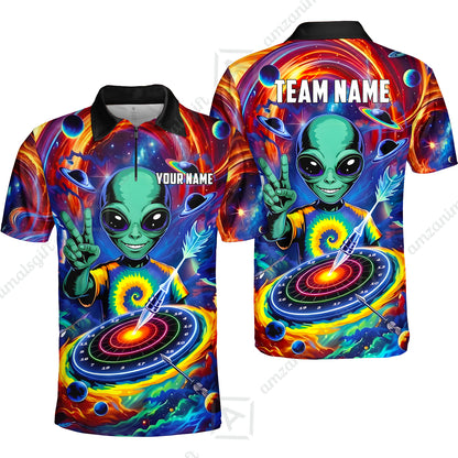 Custom Darts Team Jersey, Personalized Alien Vortex Strike Dart Polo Shirt For Players With Name & Team Name