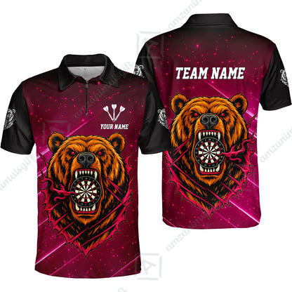 Custom Darts Team Jersey, Personalized Furious Bear Dart Polo Shirt for Players with Name & Team Name