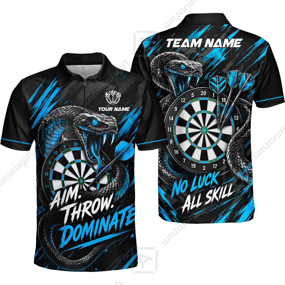 Customized Darts Team Jersey, Personalized Snake Darts Abstract Background Polo Shirt For Players With Name & Team Name