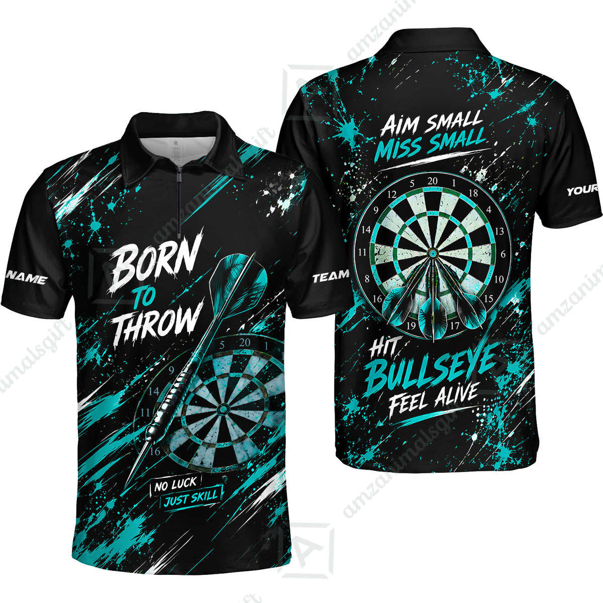 Customized Born To Throw No Luck Just Skill, Hit Bullseye Feel Alive Darts Jersey, Personalized Name And Team Name For Players