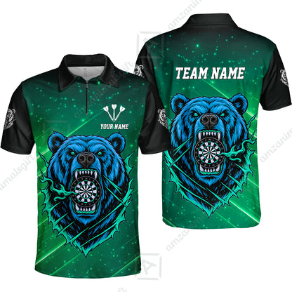 Custom Darts Team Jersey, Personalized Furious Bear Dart Polo Shirt for Players with Name & Team Name