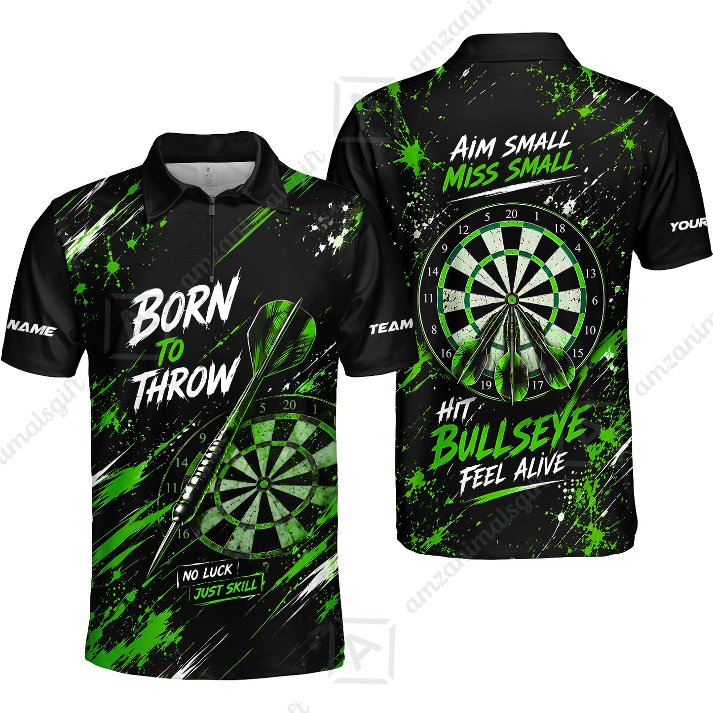 Customized Born To Throw No Luck Just Skill, Hit Bullseye Feel Alive Darts Jersey, Personalized Name And Team Name For Players