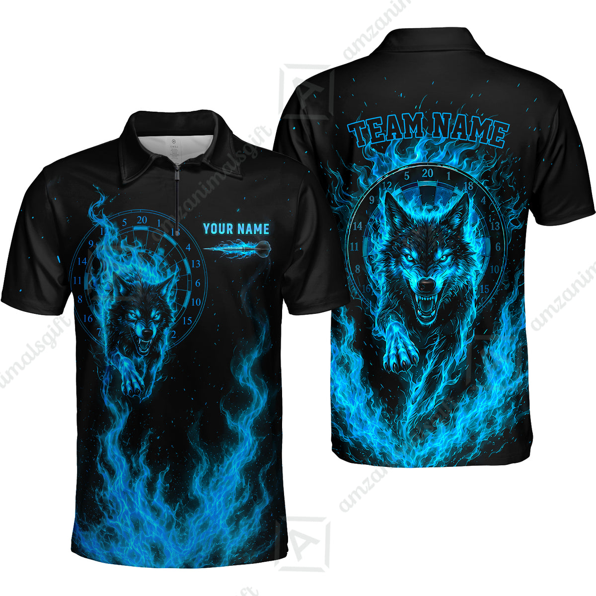 Customized Fire Wolf Dartboard Multicolor Darts Jersey, Personalized Name And Team Name For Players