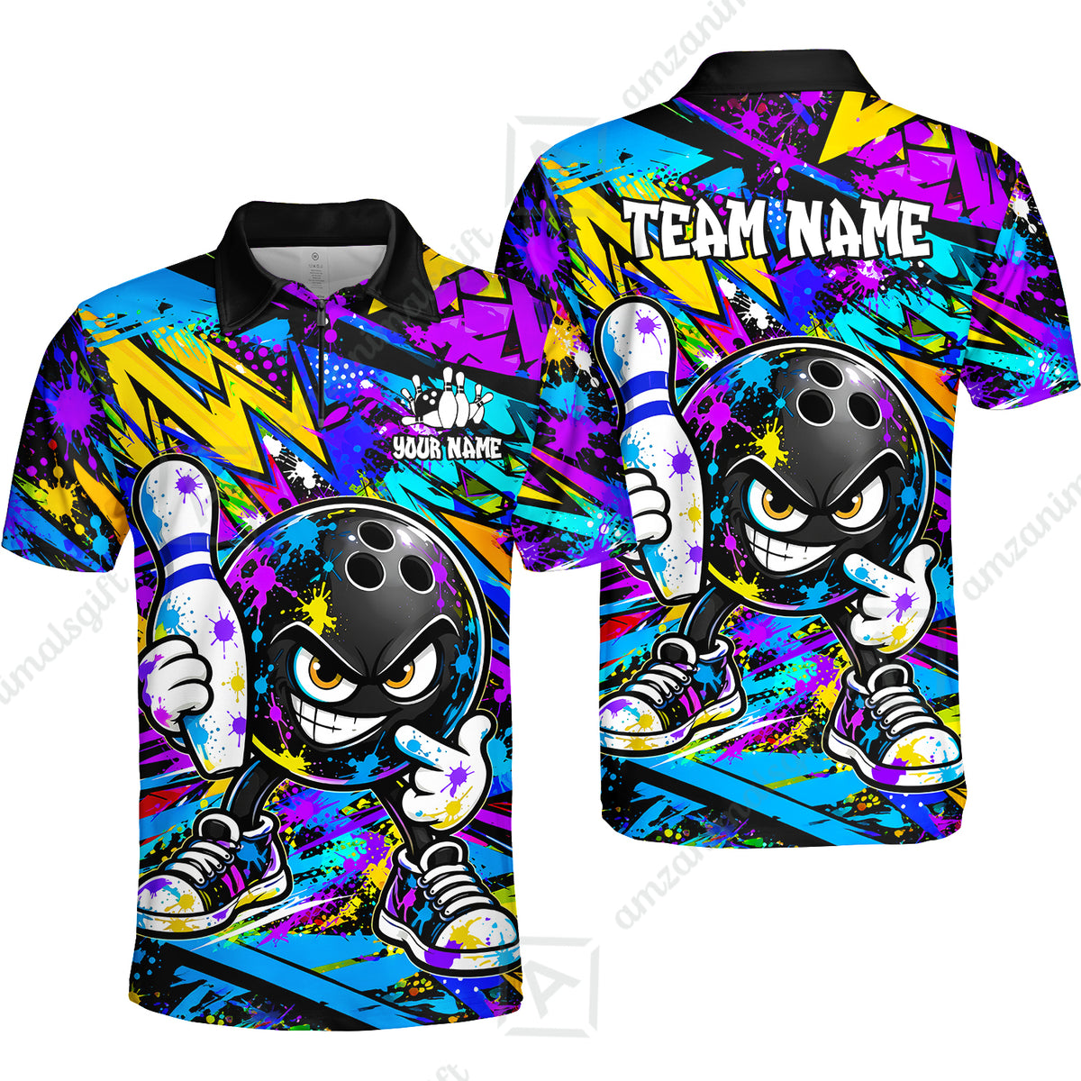Quarter-Zip Polo||Blue