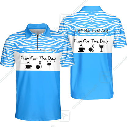Custom Bowling Jersey Polo Shirt, Plan For The Day Zebra Pattern, Custom Bowling Jersey Team Shirt For Players With Name & Team Name