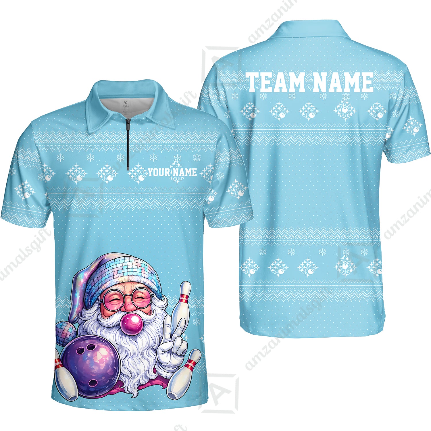 Quarter-Zip Polo||Cyan