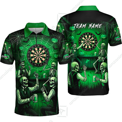 Quarter-Zip Polo Shirt||Green