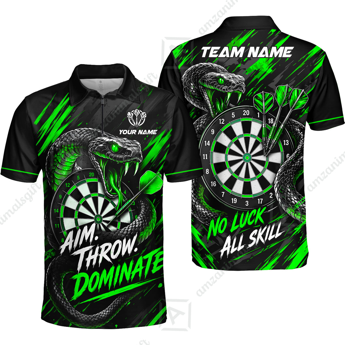 Customized Darts Team Jersey, Personalized Snake Darts Abstract Background Polo Shirt For Players With Name & Team Name