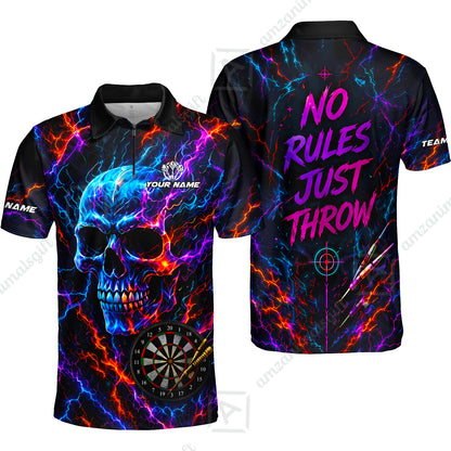 Customized Neon Skull - No Rules Just Throw Darts Jersey, Personalized Name And Team Name For Players