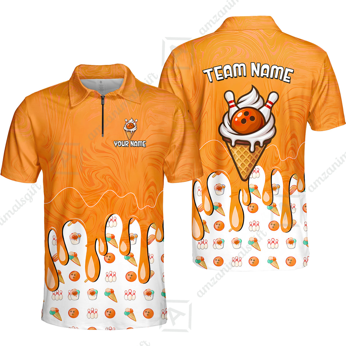 Quarter-Zip Polo||Orange