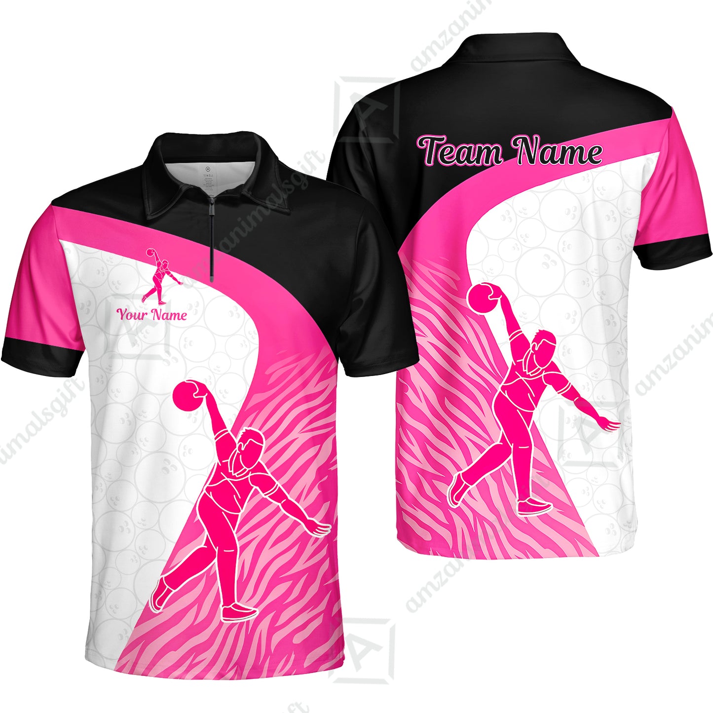 Quarter-Zip Polo||Pink
