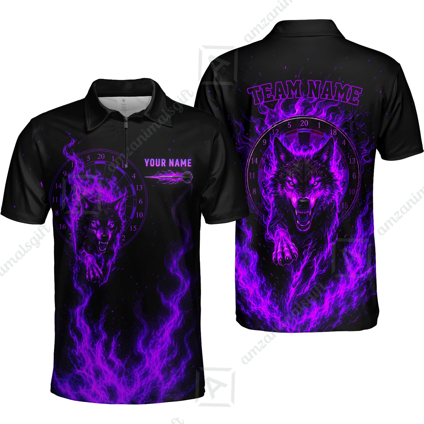 Customized Fire Wolf Dartboard Multicolor Darts Jersey, Personalized Name And Team Name For Players