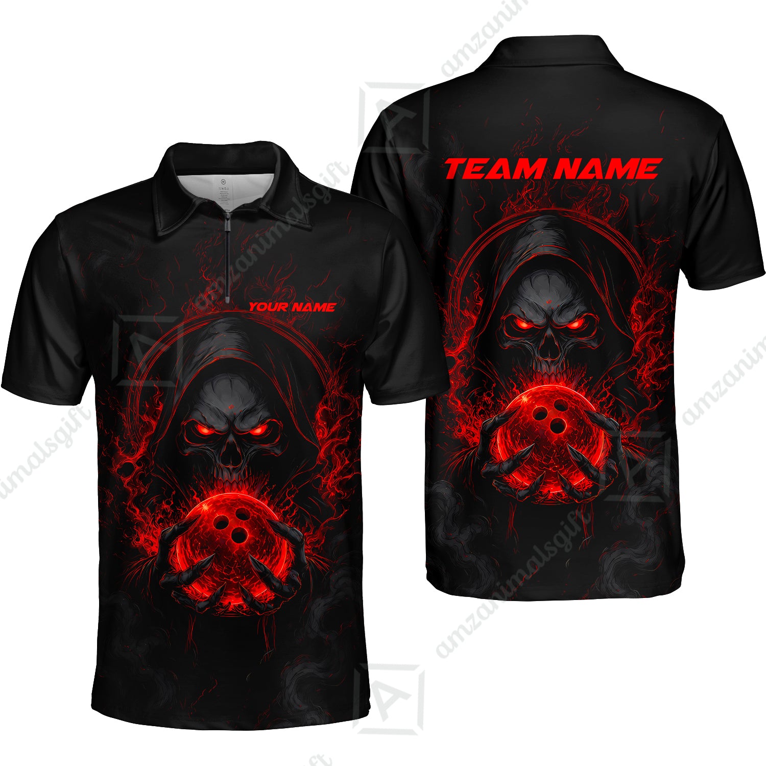 Quarter-Zip Polo||Red