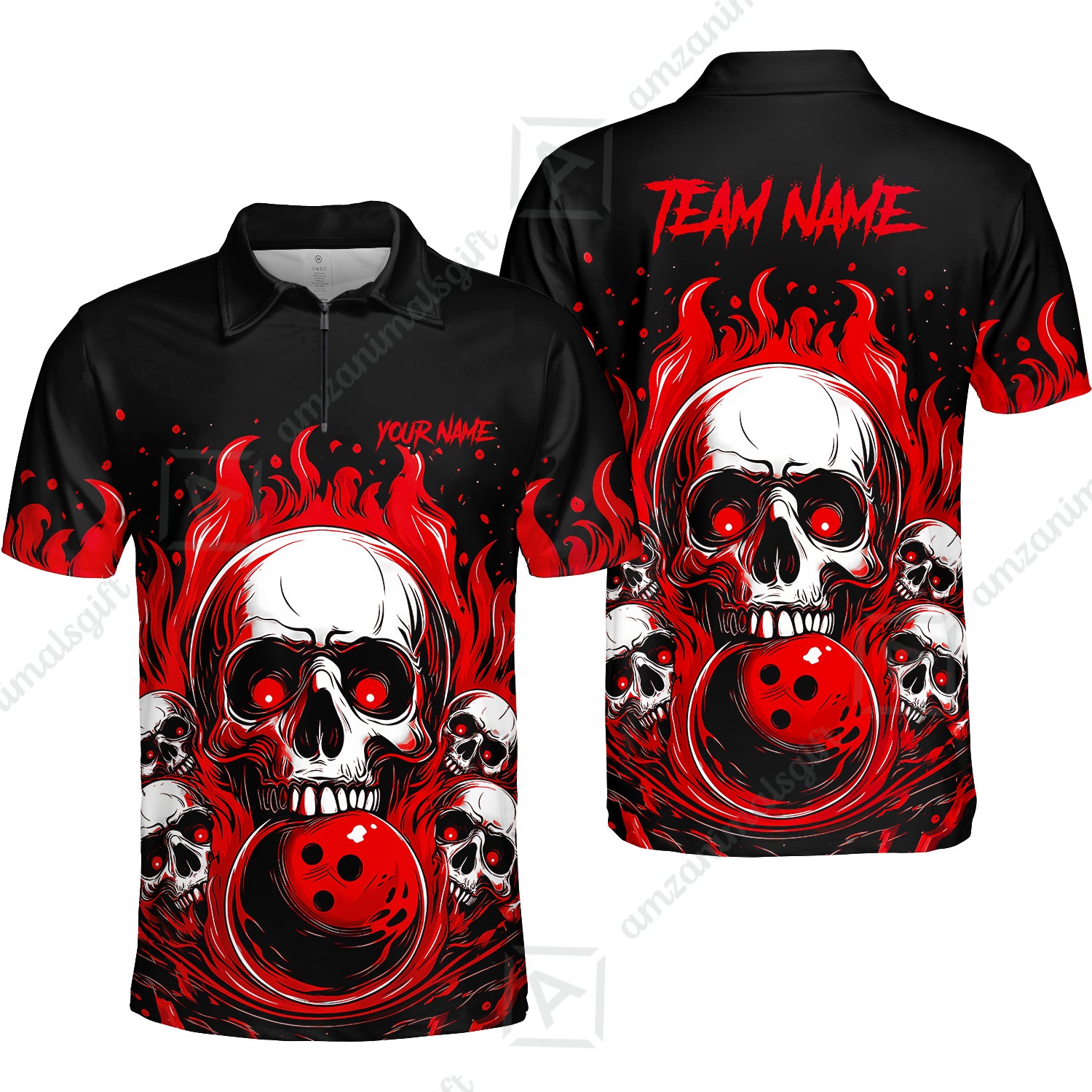 Quarter-Zip Polo||Red