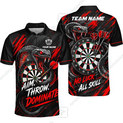 Customized Darts Team Jersey, Personalized Snake Darts Abstract Background Polo Shirt For Players With Name & Team Name