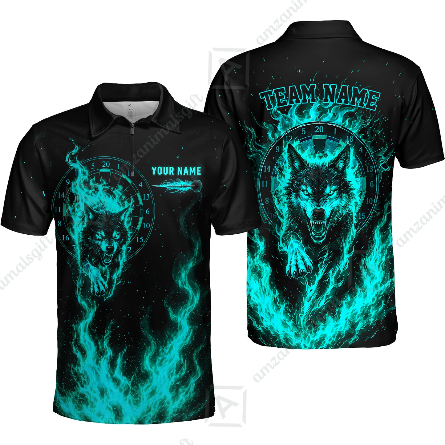 Customized Fire Wolf Dartboard Multicolor Darts Jersey, Personalized Name And Team Name For Players