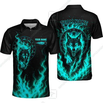 Customized Fire Wolf Dartboard Multicolor Darts Jersey, Personalized Name And Team Name For Players