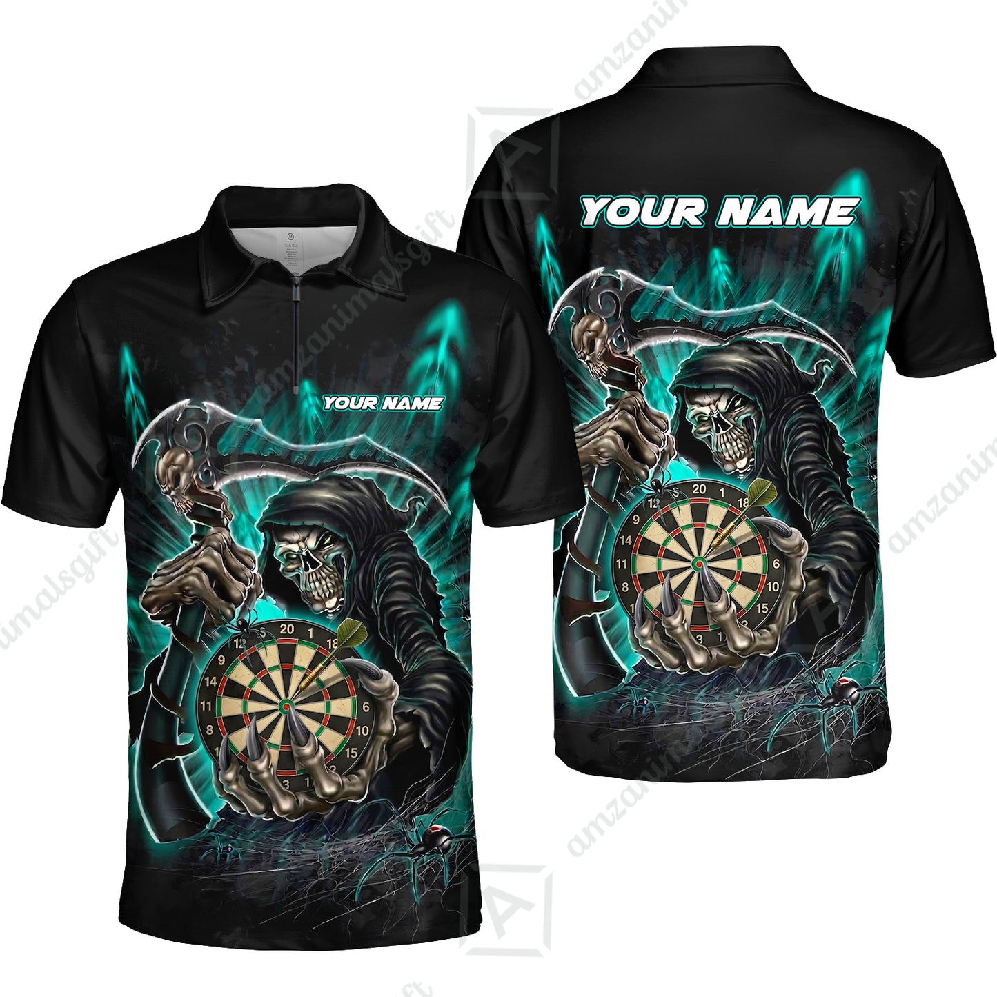 Quarter-Zip Polo Shirt||Turquoise