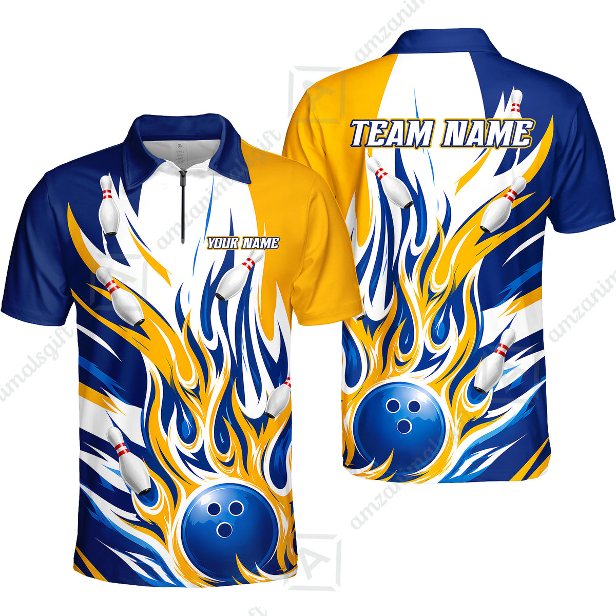 Quarter-Zip Polo||Yellow Blue