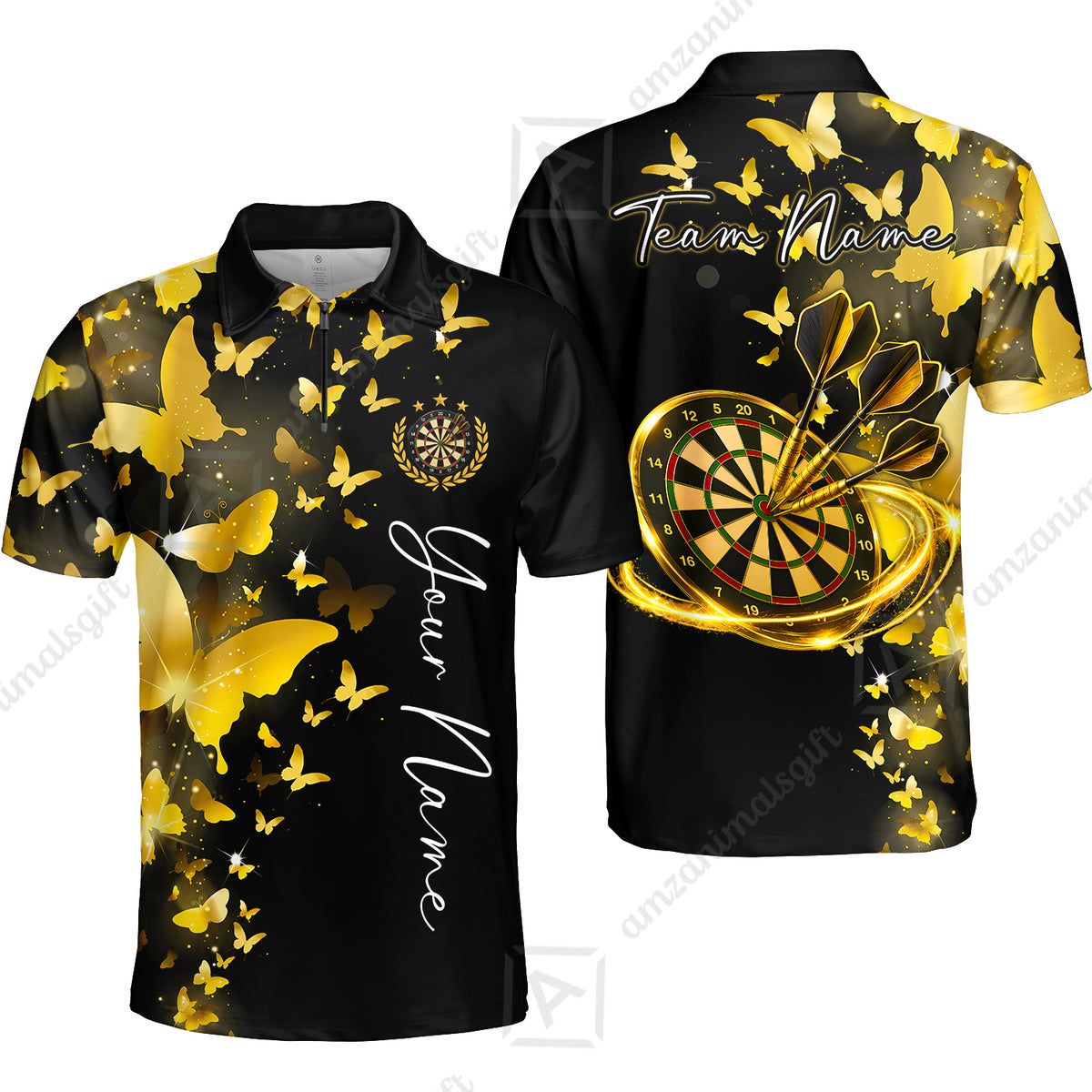 Customized Butterfly Elegant Sparkling Multicolor Darts Jersey, Personalized Name And Team Name For Players