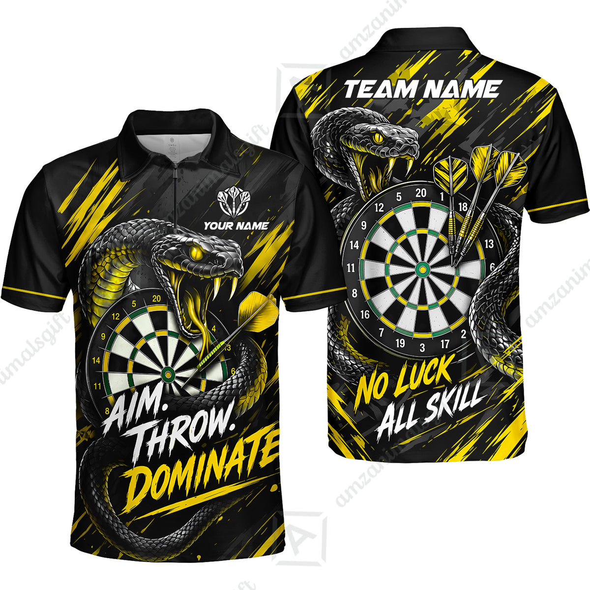 Customized Darts Team Jersey, Personalized Snake Darts Abstract Background Polo Shirt For Players With Name & Team Name