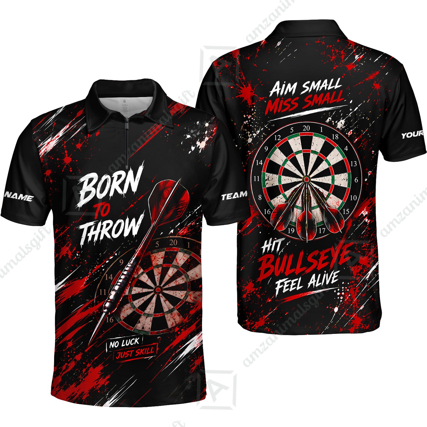 Customized Born To Throw No Luck Just Skill, Hit Bullseye Feel Alive Darts Jersey, Personalized Name And Team Name For Players