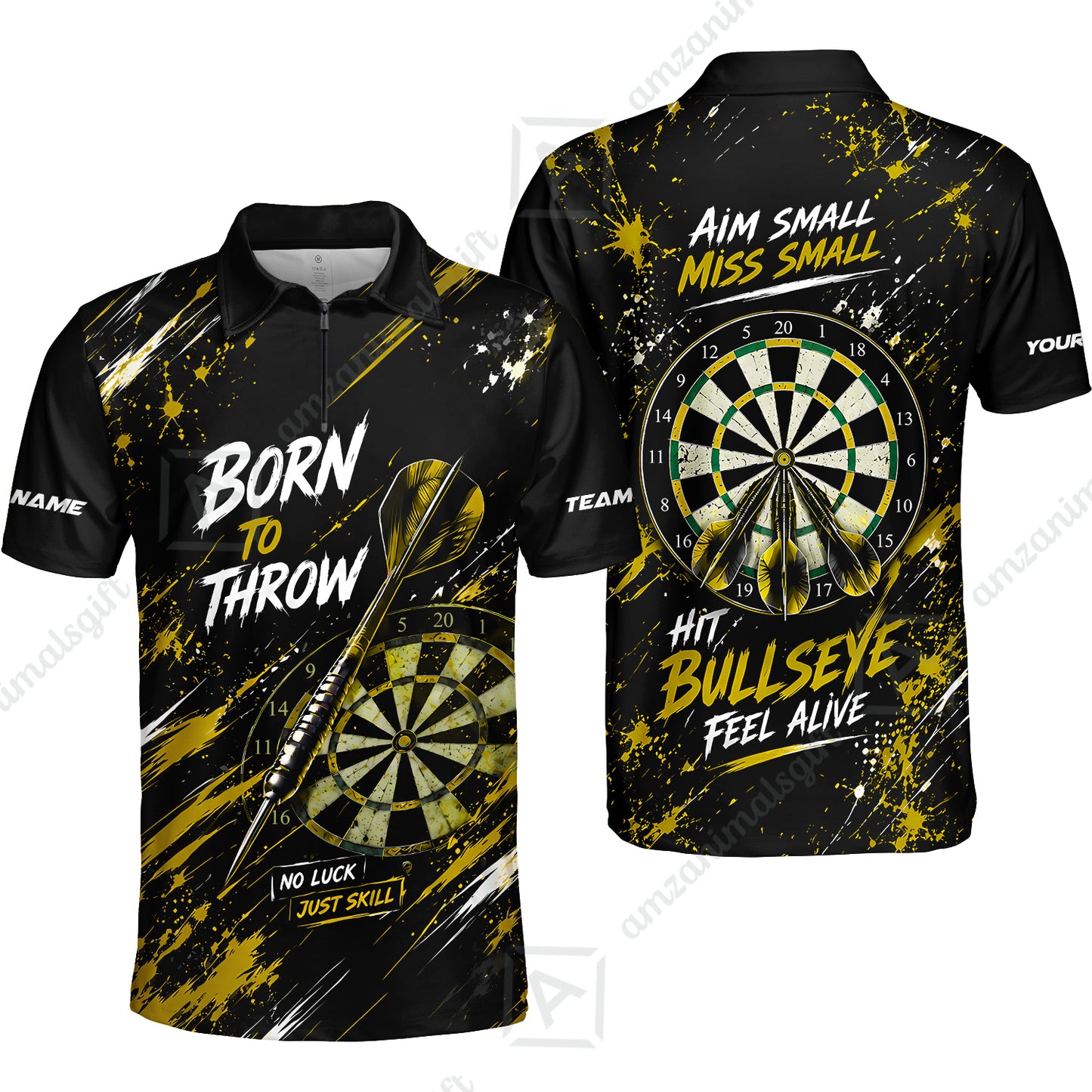 Customized Born To Throw No Luck Just Skill, Hit Bullseye Feel Alive Darts Jersey, Personalized Name And Team Name For Players
