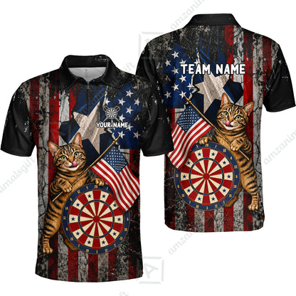 Custom Dart Jersey Team Shirt For Players, American Flag and Alley Cats, Personalize Name and Team Name
