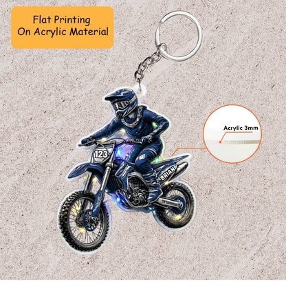 Personalized Motocross Christmas Ornament, Motocross Rider Neon Light, Custom Ornament Christmas Gift, Keychain Motocross, Car Ornament Motocross