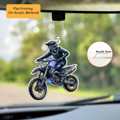 Personalized Motocross Christmas Ornament, Motocross Rider Neon Light, Custom Ornament Christmas Gift, Keychain Motocross, Car Ornament Motocross