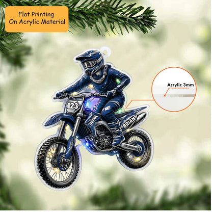 Personalized Motocross Christmas Ornament, Motocross Rider Neon Light, Custom Ornament Christmas Gift, Keychain Motocross, Car Ornament Motocross