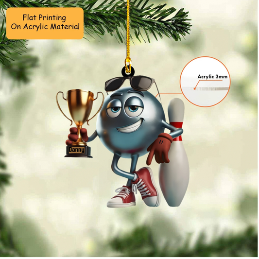Personalized Christmas Bowling Ornament, Winner Bowling Ball Christmas, Custom Ornament Christmas Gift, Keychain Bowling Christmas, Car Ornament Bowling Christmas