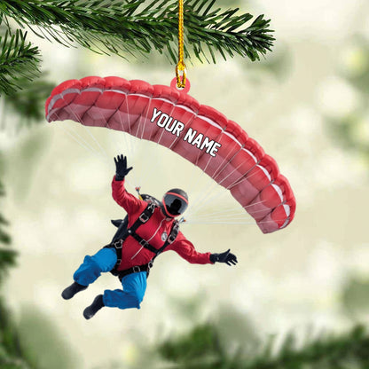 Personalized Paragliding Skydiving Flat Acrylic Ornament, Meaningful Ornament Gifts For Paragliding Skydiving Lovers