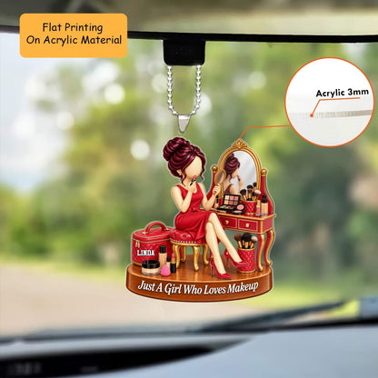 Personalized Makeup Lover Christmas Flat Printed Acrylic Ornament, Vanity Table Setup, Custom Ornament Christmas Gift, Keychain Makeup Lover, Car Ornament Makeup Lover