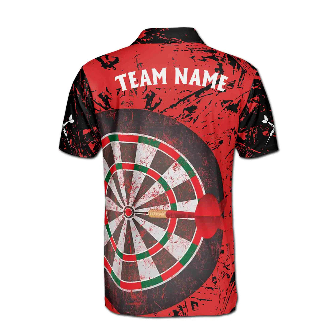 Red Dartboard Pattern Custom Darts Team Jersey Polo Quarter-Zip Shirts, Customized Name Team Name Darts Team Jerseys Uniform