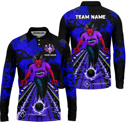 Custom Bowling Team Uniform Jersey Red Demon Bowling Shirt - Bowling Shirt Personalized Name And Team Name
