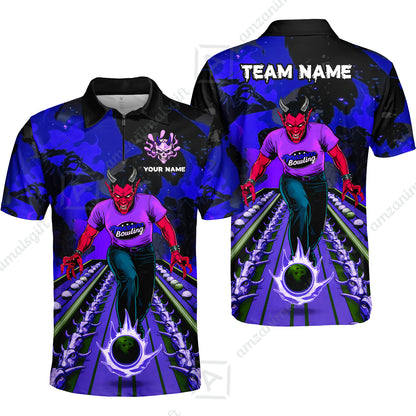 Custom Bowling Team Uniform Jersey Red Demon Bowling Shirt - Bowling Shirt Personalized Name And Team Name