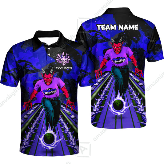 Custom Bowling Team Uniform Jersey Red Demon Bowling Shirt - Bowling Shirt Personalized Name And Team Name