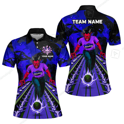 Custom Bowling Team Uniform Jersey Red Demon Bowling Shirt - Bowling Shirt Personalized Name And Team Name